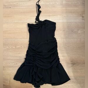 Elegant Black Ruched Dress